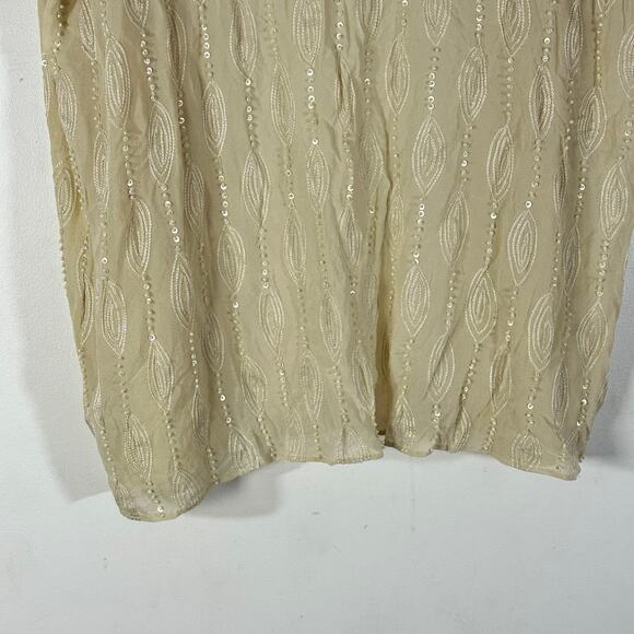 WHAT GOES AROUND COMES‎ AROUND Anthropologie Silk Beaded Cardi Womans S Cottage - Picture 7 of 11